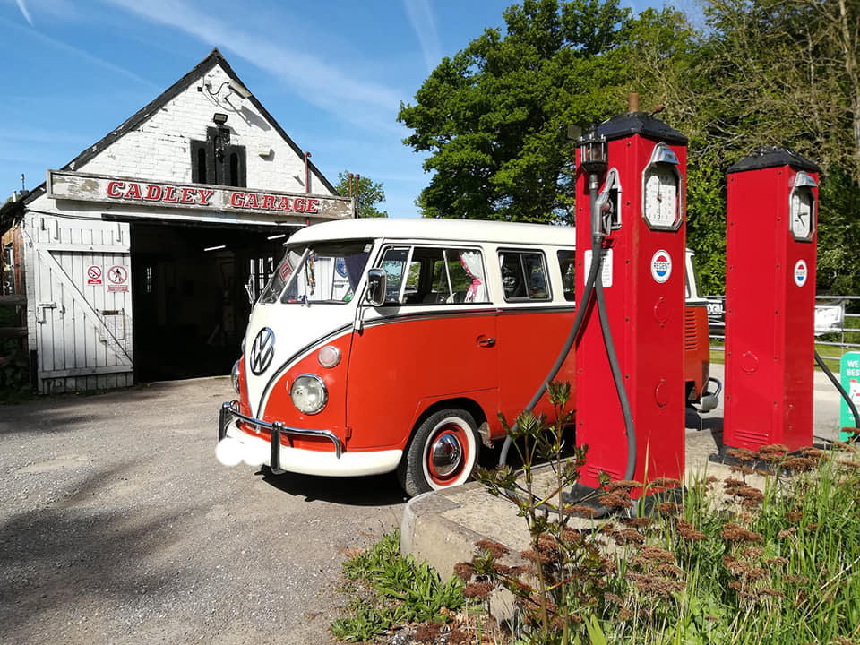 red and cream camper van